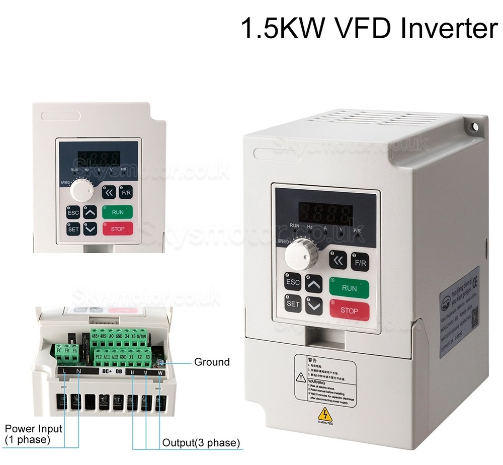 1.5KW 110V/220V Water Cooled Spindle Motor Kit huajiang1.5 + H100-1.5C2/S2 with Spindle Drives + Water Pump + 13Pcs ER20 Collet + Bracket